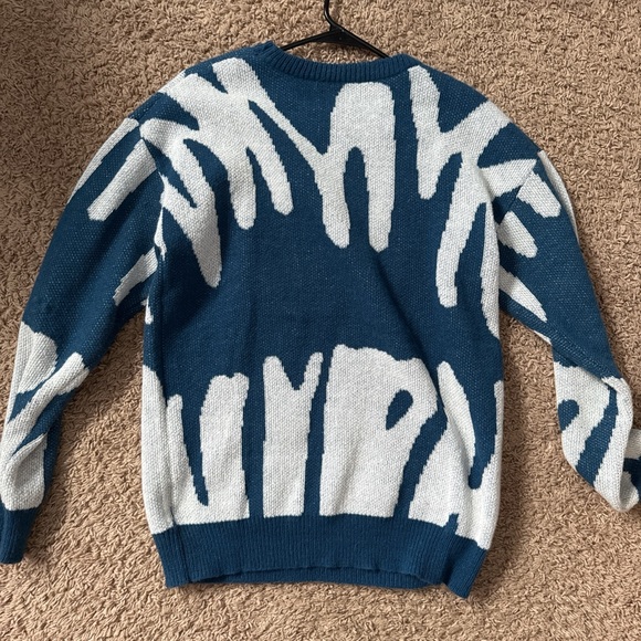 Blue Abstract Mens Sweater - Picture 2 of 2